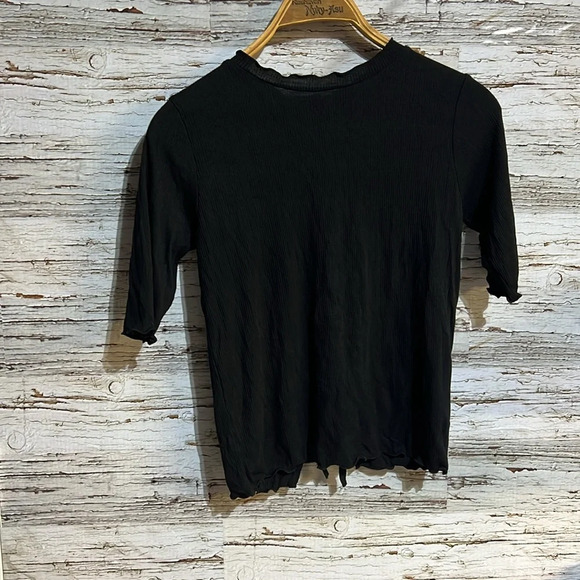 Oak + Fort black tie up black short sleeve top size large - Picture 5 of 6